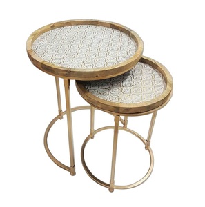 ชุดโต๊ะกาแฟอลูมิเนียมตกแต่ง2ชิ้นสำหรับเฟอร์นิเจอร์โรงแรมโต๊ะกาแฟทำด้วยมือ - Product Image 1