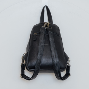 100% กระเป๋าเป้หนังวัวแท้สีดำสำหรับสตรีมีสไตล์กระเป๋าเป้สะพายหลังขนาดเล็กทำด้วยมือแบบตะวันตก - Product Image 5