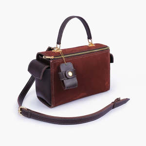 Bolso de Hombro Estructurado con Cremallera y Forro de Poliéster para Mujer, de Cuero Vacuno de Grano Completo y Ante, con Logotipo Personalizado, OEM, ODM, Venta al por Mayor - Product Image 2