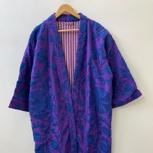 Bata Kimono de Algodón 100% Bordada a Mano, Bata de Algodón Ligera, Bata de Baño, Vestido de Novia - Product Image 1