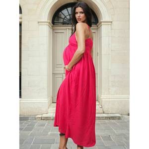 Personalizable Ecológico 1 Pieza Vestido Largo Sin Tirantes Tela de Bambú Algodón Orgánico Tallas Grandes Escote Estampado Floral Sin Tirantes - Product Image 3
