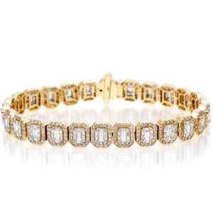 Bracelet en argent sterling 925 avec diamants en moissanite VVS1, style baguette, bijoux hip-hop de luxe, testeur de diamants, bracelets à breloques tendance - Product Image 4