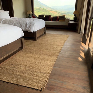 พรมผักตบชวาทรงสี่เหลี่ยมถักด้วยมือพรมปูพื้นแบบธรรมชาติสำหรับตกแต่งบ้านแบบชนบทห้องนั่งเล่นหรือใช้ที่ยึดทางเข้า - Product Image 5