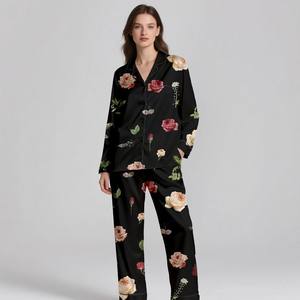 Pyjama en satin de soie pour adultes, léger et respirant, imprimé numérique, élégant et luxueux, ensemble de vêtements de nuit confortables pour l'été et le printemps - Product Image 3