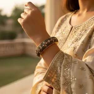 Conjunto de Pulsera y Brazalete de Diamantes de Lujo, Chapado en Oro, Joyería de Filigrana - Product Image 3