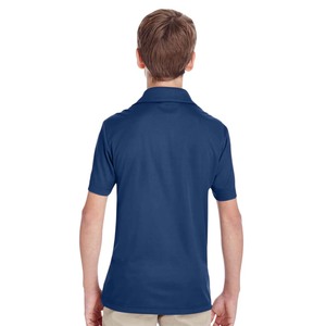 Polo bleu pour jeunes garçons avec logo personnalisé couleur unie 100% coton uniforme scolaire style décontracté en tissu jersey - Product Image 5
