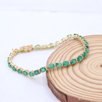 Bracelet tennis tendance en or jaune 14 carats avec émeraudes naturelles et diamants certifiés IGI – Bijoux pour femme, idéal pour les occasions spéciales et les cadeaux