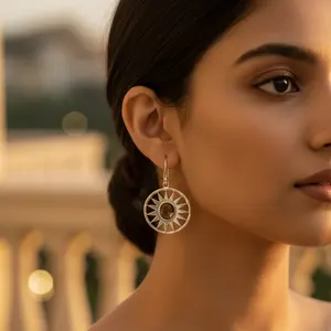 Boucles d'oreilles tendance en argent sterling 925 pour femmes, diamant/coupe poire, or rose/jaune et pierre émeraude - Product Image 2