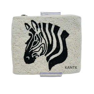 Handcrafted Hand Beaded Zebra Head <b>Small</b> Coin Purse Unique and Artistic Beaded Wallet - Product Image 1