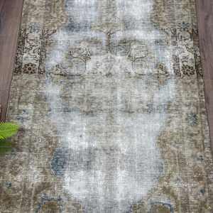 Turkish Area Rug, 3.6x6.7 ft Vintage Rug, <b>Brown</b> <b>Wool</b> Rug - Product Image 3