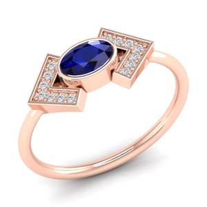 Bague en saphir bleu taille ovale REYES 0,5 carat pour femmes, prix de gros, or massif 14 carats, bijoux en moissanite certifiés GRA - Product Image 2