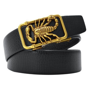 Ceinture décontractée en cuir de vache pour hommes avec boucle en acier réglable à double couture de haute qualité - Product Image 2