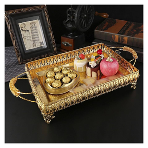 Plateau décoratif artisanal en acier inoxydable, commande en gros personnalisée, pour servir les aliments, mariage, Diwali, fait à la main - Product Image 1