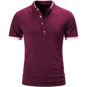 Polo con cuello mandarín y logotipo personalizado para hombre, camiseta OEM ajustada de manga corta con tamaño, color y etiqueta personalizados - Product Image 2