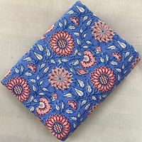 Tissu en coton imprimé à la main de Jaipur, motif floral botanique, textile indien fait main pour vêtements de boutique, approvisionnement en gros