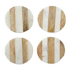Kitchen Gadgets Natural <b>Wooden</b> & Marble Glass Cup Mug Coasters Decoration Trendy Fancy Round <b>Wooden</b> Marble Coaster <b>Mats</b>/Platter - Product Image 1