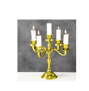 Grand candélabre en métal fait à la main de luxe à 5 bougies pour décoration de mariage Pièce maîtresse décorative de mariage intelligente - Product Image 6