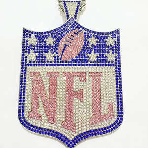 Colgante de Fútbol Americano NFL con Forma de Escudo, Corte Brillante, Chapado en Rodio de Oro de 14K, Plata de Ley 925, Estilo Hip Hop para Hombre - Product Image 3
