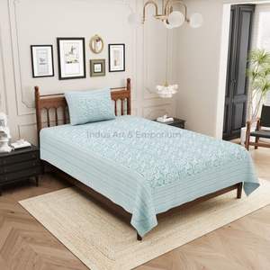 Indian Handcrafted Sanganeri Hand Block Impreso Sábanas Juegos de cama Sábana con funda de almohada - Product Image 5