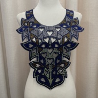 Nouvelle Collection : Accessoire de Mode de Haute Qualité, Grand Col Floral en Tissu Brodé Creux avec Strass Thermocollants