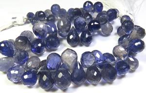 ลูกปัดพลอยบลูไอโอไลต์ทรงหยดน้ำเหลี่ยมเพชรพลอย ขนาด 9-13 มม. ลูกปัดพลอยคอร์เดียไรต์ธรรมชาติ ความยาว 9 นิ้ว สำหรับทำเครื่องประดับ - Product Image 5