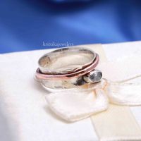 Bague tournante style bohème en argent sterling 925, sertie de zircone cubique, bicolore, taille ovale, pour mariage et anniversaire – Meilleure vente