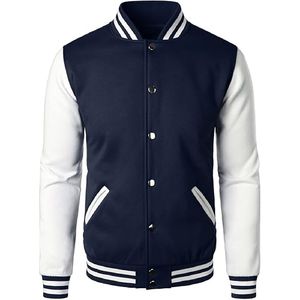 Chaqueta universitaria de invierno informal de lona personalizada con cierre de botones, ropa de calle de calidad superior, estilo bordado único, precio al por mayor - Product Image 1