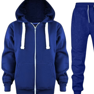 <b>Navy</b> <b>Blue</b> Zip Up <b>Hoodie</b> Tracksuit With Jogger Pants For Men Women Winter Casual Sportswear Wholesale Custom Logo - Product Image 4