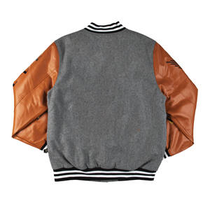 Nouvelle arrivée, veste varsity d'hiver pour homme, col montant vintage gris, logo imprimé personnalisé sur le devant, 100% coton - Product Image 2