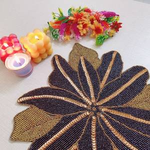 Beaded <b>Placemat</b> Handmade <b>Round</b> Charger for Luxury Dining & Holiday Decor Unique Piece Handmade Beaded, <b>Placemat</b>, Housewarming - Product Image 5