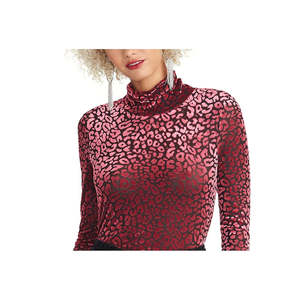 Maglione a Collo Alto Rachel Roy da Donna, Stampa Floccata, Lavorato a Mano, Chiusura con Cerniera, Taglia Media, per Autunno Inverno, Motivo Floreale Rosa - Product Image 2