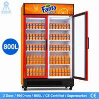 Réfrigérateur commercial vertical à refroidissement par air avec porte vitrée transparente pour boissons
