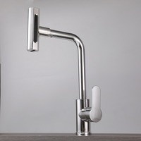 Robinet de cuisine extractible OEM en chrome avec effet pluie rotatif et jet cascade, mitigeur chaud et froid