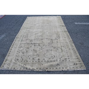 Turkish 5.9x10 ft <b>Rug</b>, Large Vintage <b>Rug</b>, Gray <b>Black</b> Floral Wool <b>Rug</b> - Product Image 3