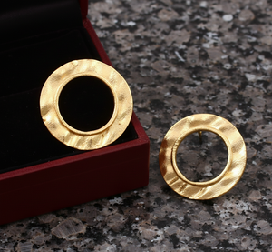 Pendientes de Botón de Plata de Ley 925 con Textura Martillada, Chapados en Oro, Regalo para Mujer - Product Image 6