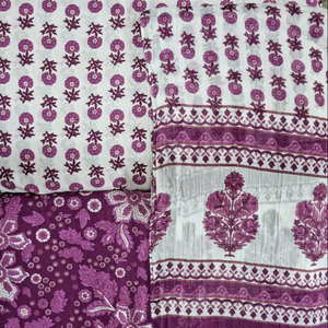 Tela de brocado de hilo blanco 75d, diseño de serigrafía Floral ligero por yarda, bloque de mano, Material de costura de algodón artesanal - Product Image 1