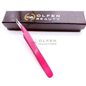 ชุดขนตาปลอมสีชมพูนีออนฉลากตามแบบส่วนตัวชุดแหนบต่อขนตาสแตนเลสปลายไฟเบอร์ที่จับกระจกปลายแหลม - Product Image 2