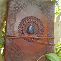 Pentagram en cuir gaufré avec Lapiz, un loquets celtiques, bord de la couverture, papier, fait à la main, Journal, Journal, carnet de notes
