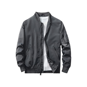 Dernière veste de haute qualité en coton mélangé avec broderie sur le devant blouson aviateur en satin pour hommes - Product Image 1