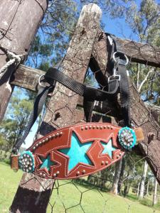 Nouveau Design Bling Bronc Nylon Cheval Halter Élégant Western Saddle Style Show Head Collar avec Fantaisie Cuir Couleurs Assorties - Product Image 2