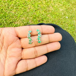 Boucles d'oreilles manchette en diamant américain et émeraude naturelle faites à la main pour les femmes nouveau cadeau d'anniversaire en argent 925 sur mesure à la mode pour elle - Product Image 2