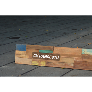 Panneau mural géométrique 3D en bois de teck naturel moderne, insonorisant, artisanal, revêtement en mosaïque massif pour l'intérieur du salon - Product Image 2