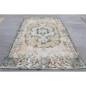 3x5.9 ft Vintage Turkish Rug, Accent Rug, <b>Brown</b> <b>Wool</b> Rug - Product Image 1