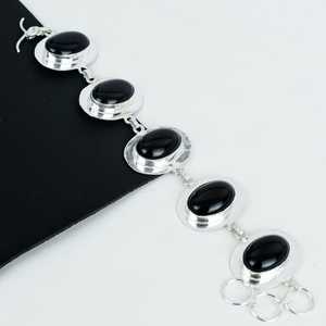 Pulsera de piedras preciosas de ónix negro, pulsera de plata de ley 925, pulsera de piedras preciosas, pulsera de piedras preciosas populares, joyería de plata, - Product Image 1