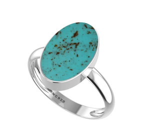 Anillo de Compromiso Unisex de Plata de Ley 925 con Acabado de Alta Calidad, Engaste de Bisel, Turquesa Natural, Formas Ovaladas y de Pera, Estilo Clásico - Product Image 6