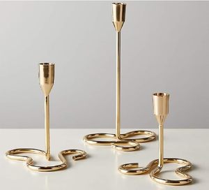 Bougeoir de table en métal doré 1 bras Bougies de vente chaude pour mariage anniversaire noël fêtes de pâques décor à la maison - Product Image 1