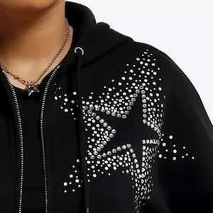 Sweat à capuche en strass pour femme avec logo personnalisé, vêtements d'hiver pour femme, vêtements décontractés, sweat à capuche à manches longues en strass pour femme - Product Image 4