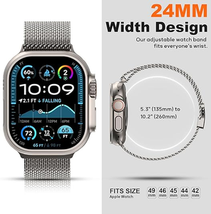 Jala <span class=keywords><strong>Loop</strong></span> Titanium Milan panas, dengan gesper bergaya parasut untuk tali jam tangan Apple IWatch Ultra 2 seri 10 9 8 7 6 SE <span class=keywords><strong>5</strong></span> 4 3 - Product Image 4