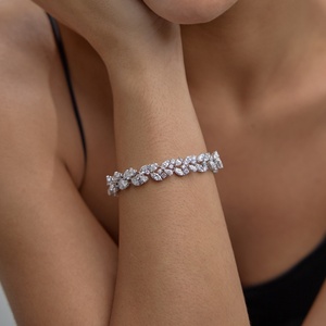 Exquisita pulsera de diamantes cultivados en laboratorio de marquesa de lujo a la moda, oro sólido de 14K para ropa de boda de mujer, alta joyería de moda OEM - Product Image 5