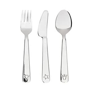 Juego de cubiertos de acero inoxidable New Look con diseño de mango punteado plano Cubiertos plateados de acero inoxidable en diseño único - Product Image 3